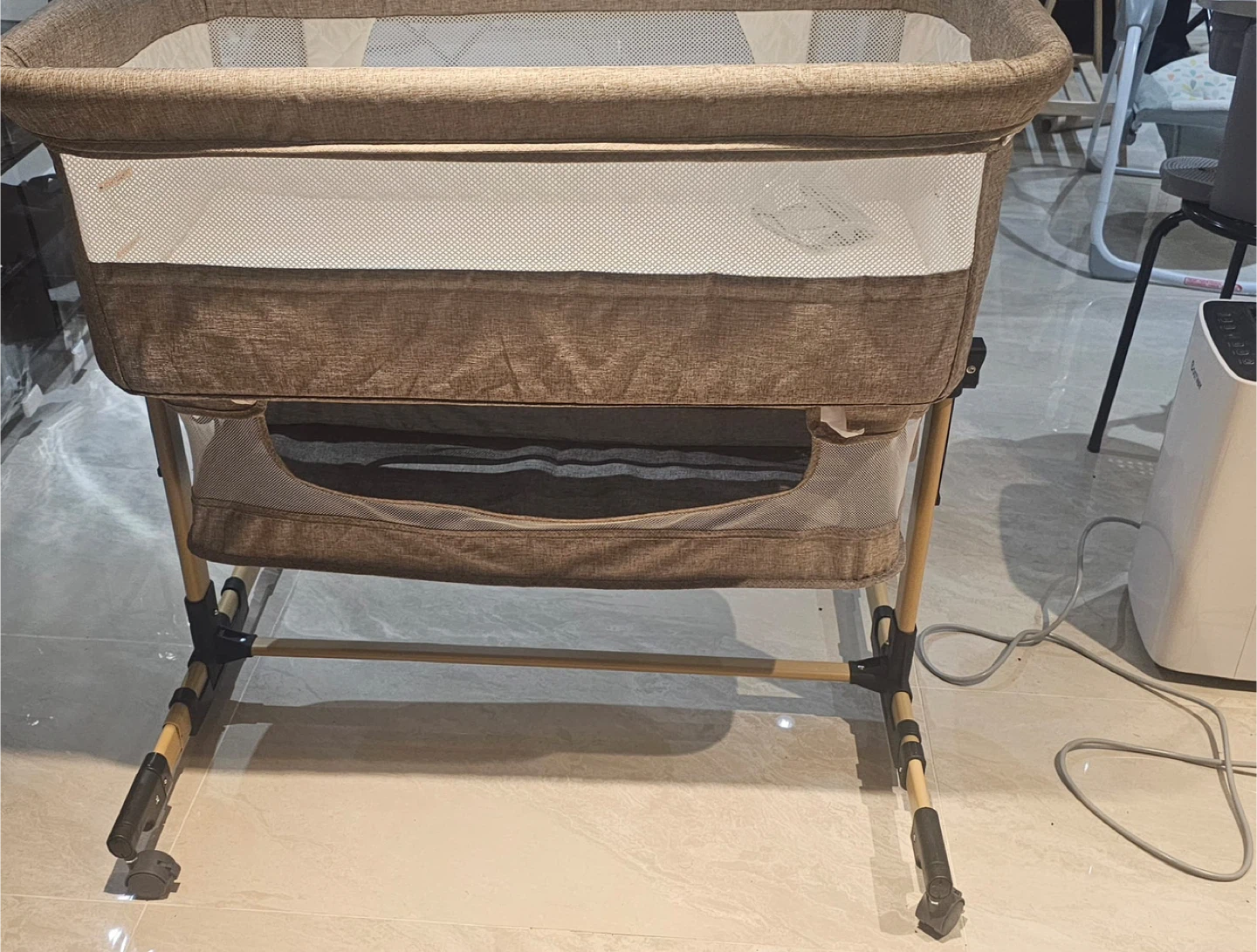 Brown Bassinet with Mesh Sides