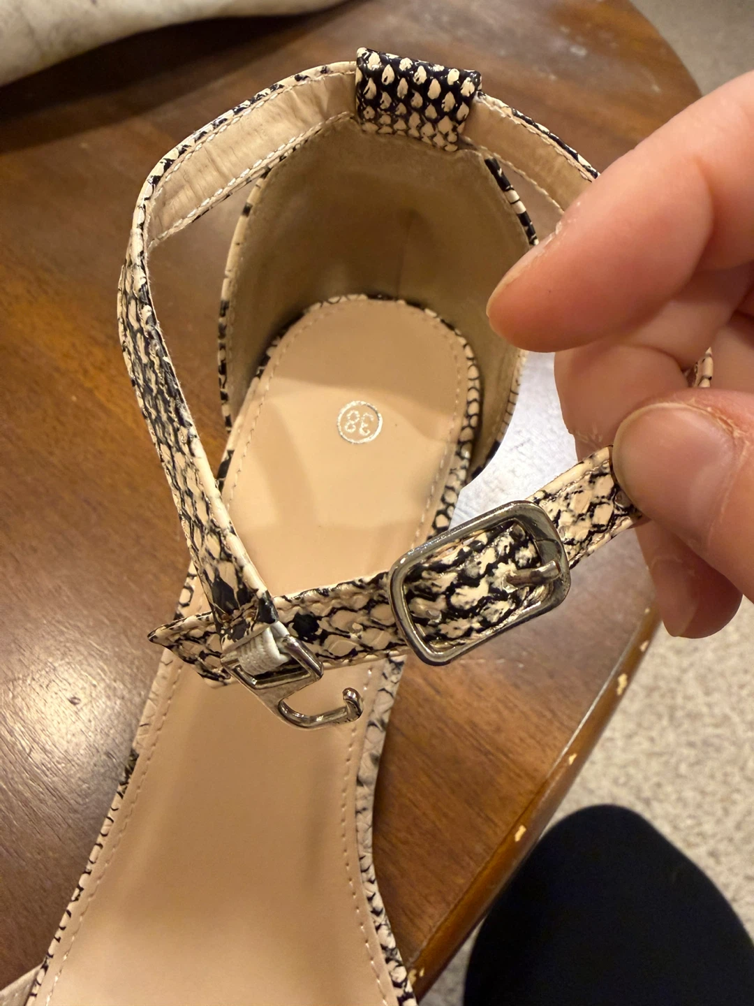 Women's Snake Print Ankle Strap Heels - Size 38 - photo 2