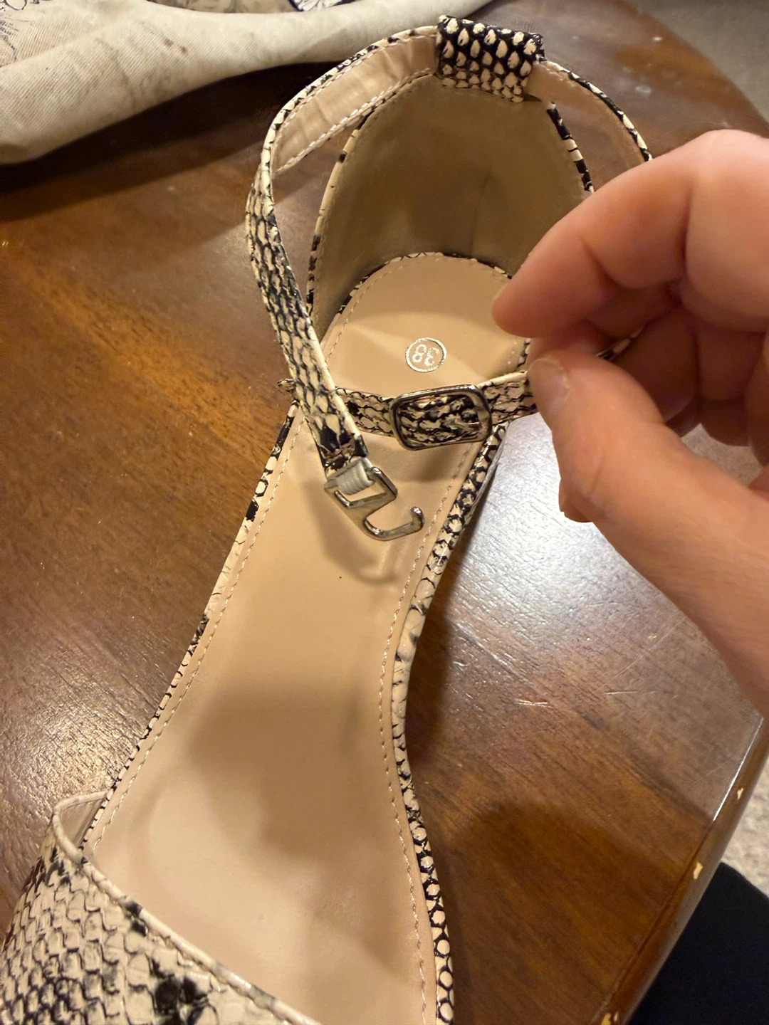 Women's Snake Print Ankle Strap Heels - Size 38 - photo 3