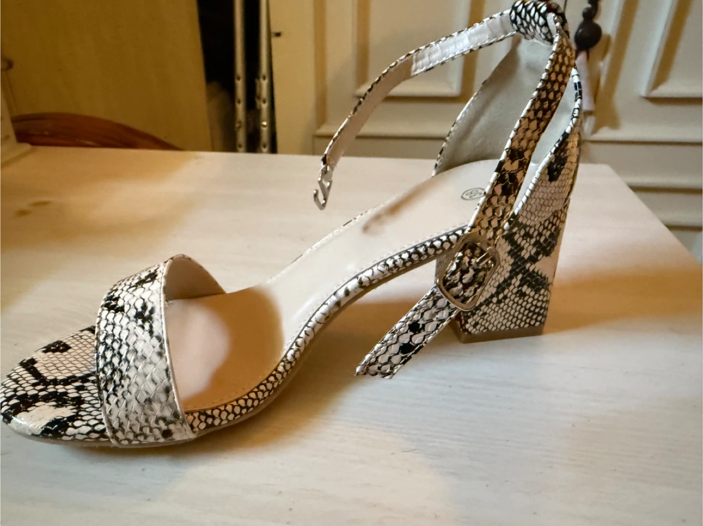 Women's Snake Print Ankle Strap Heels - Size 38 - photo 4