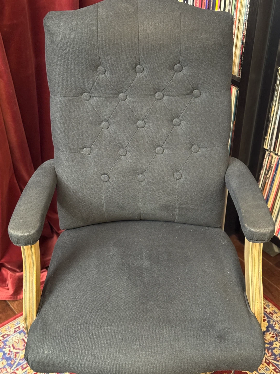 Dark Grey Upholstered Executive Office Chair with Tufted Back - photo 2