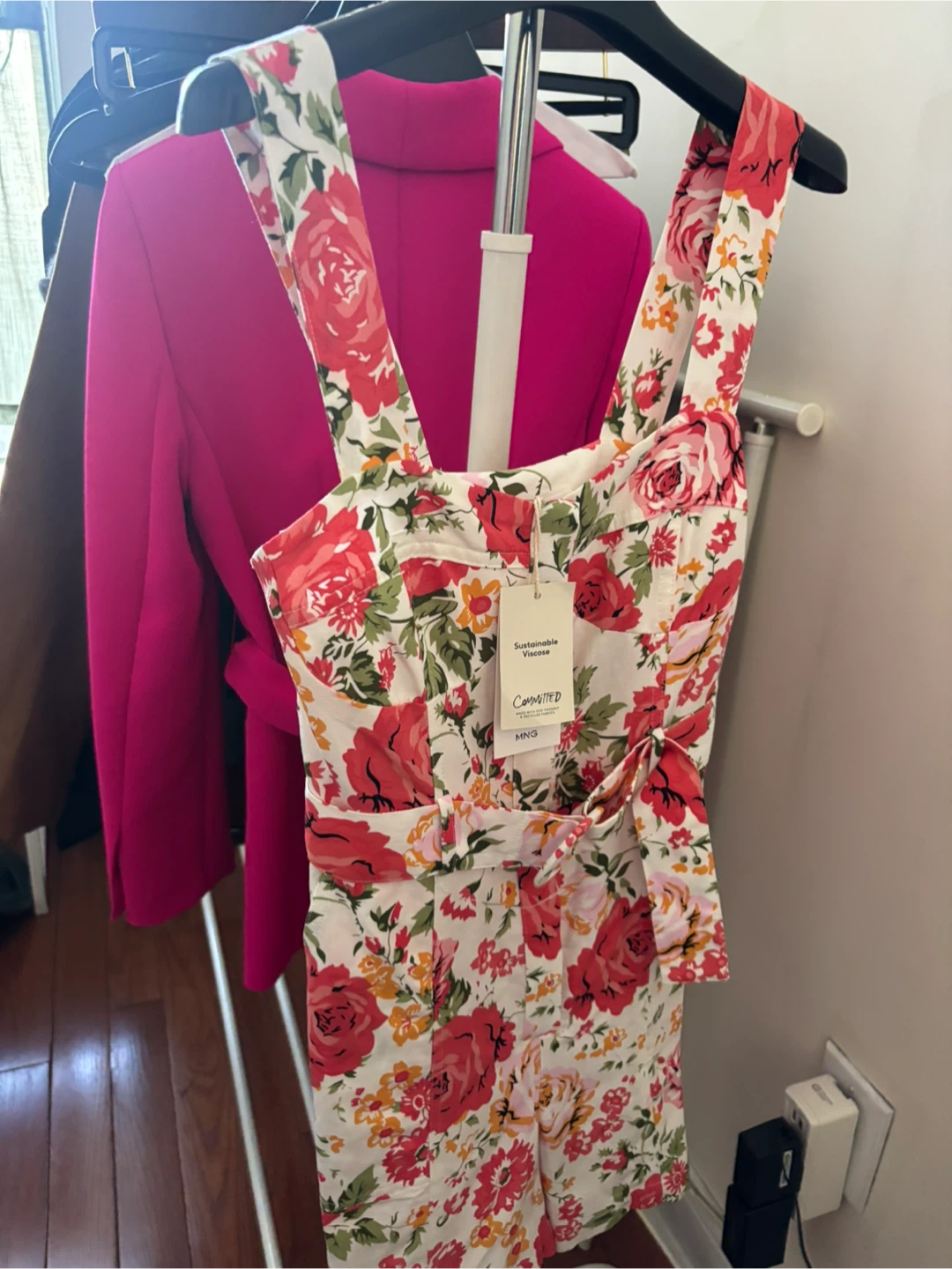 MANGO Floral Print Jumpsuit XXS