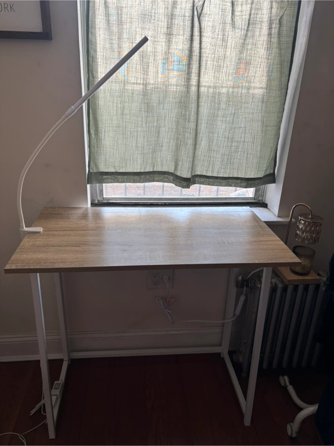 4NM 31.5" Small Folding Desk - Natural Wood & White