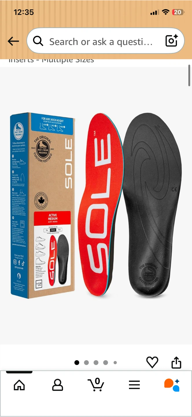 SOLE Active Medium Cushioning Footbeds Size 11