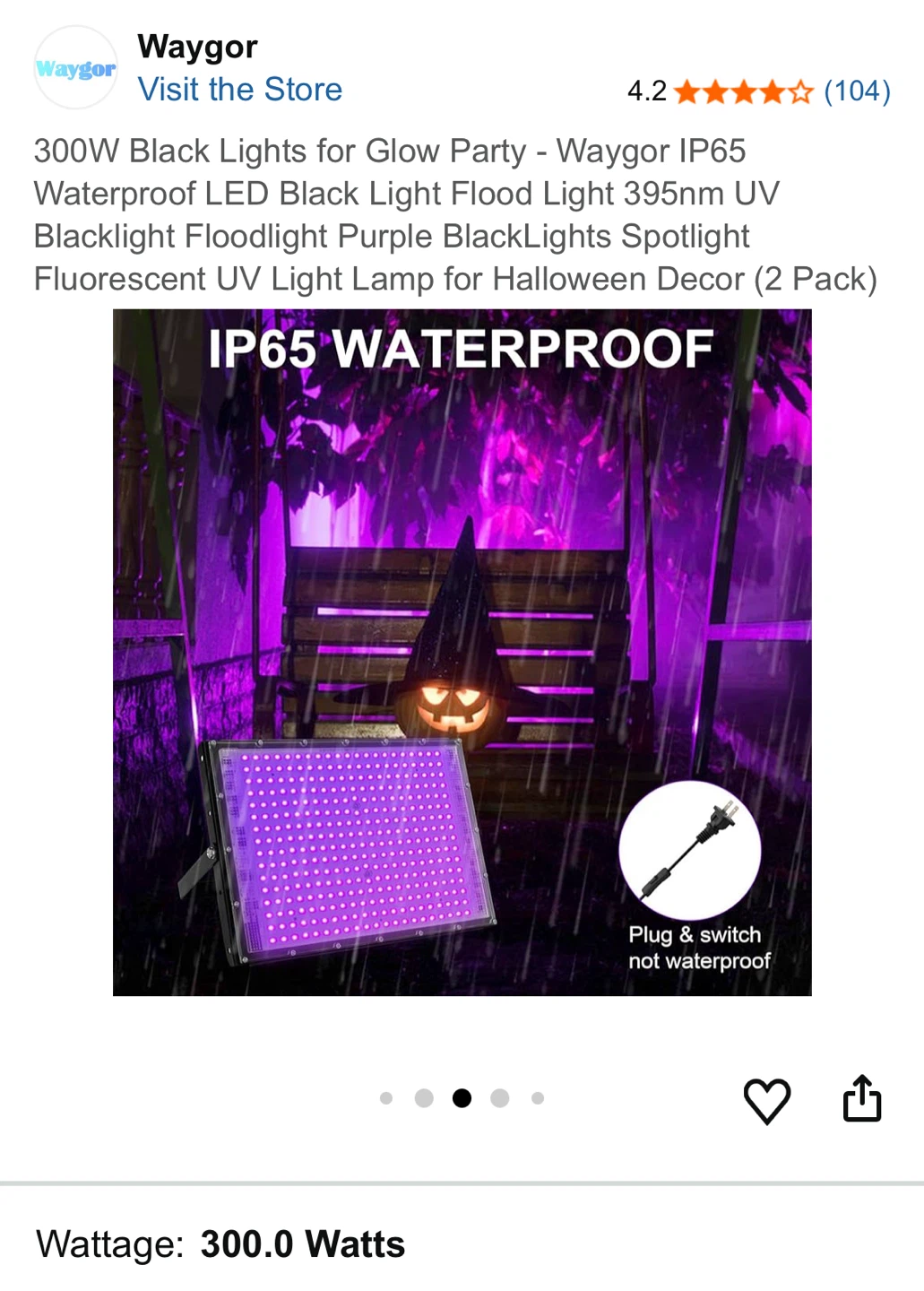 Waygor 300W LED Blacklight Flood Lights (2 Pack) - photo 4
