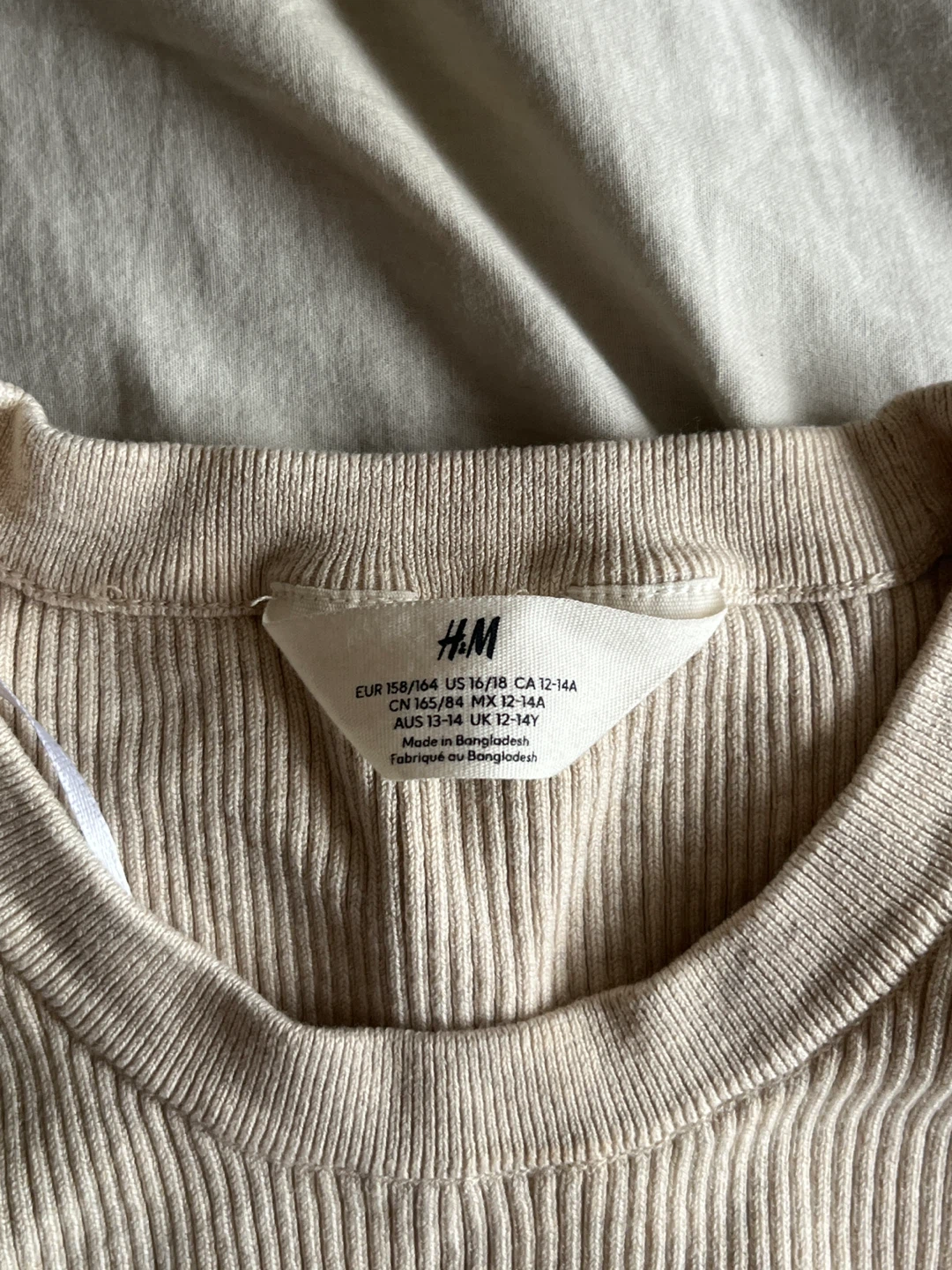 H&M Ribbed Long Sleeve Top - Cream - Size 12-14Y - photo 3