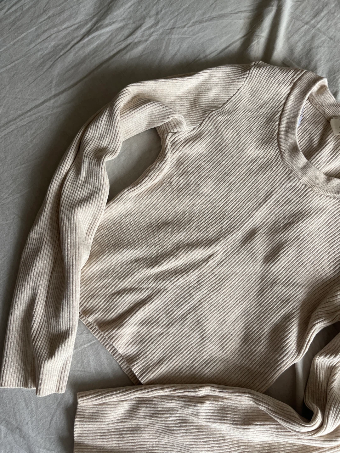 H&M Ribbed Long Sleeve Top - Cream - Size 12-14Y - photo 2
