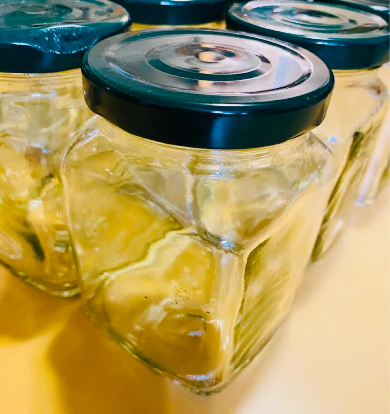 Glass Jam Jars with Green  Lids