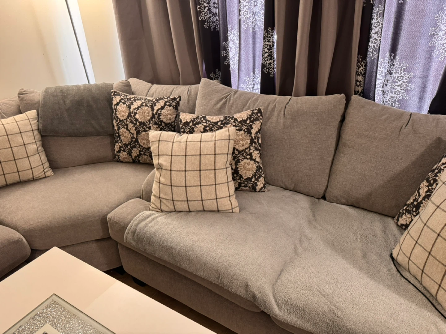 Grey Sectional Sofa with pillows - photo 3