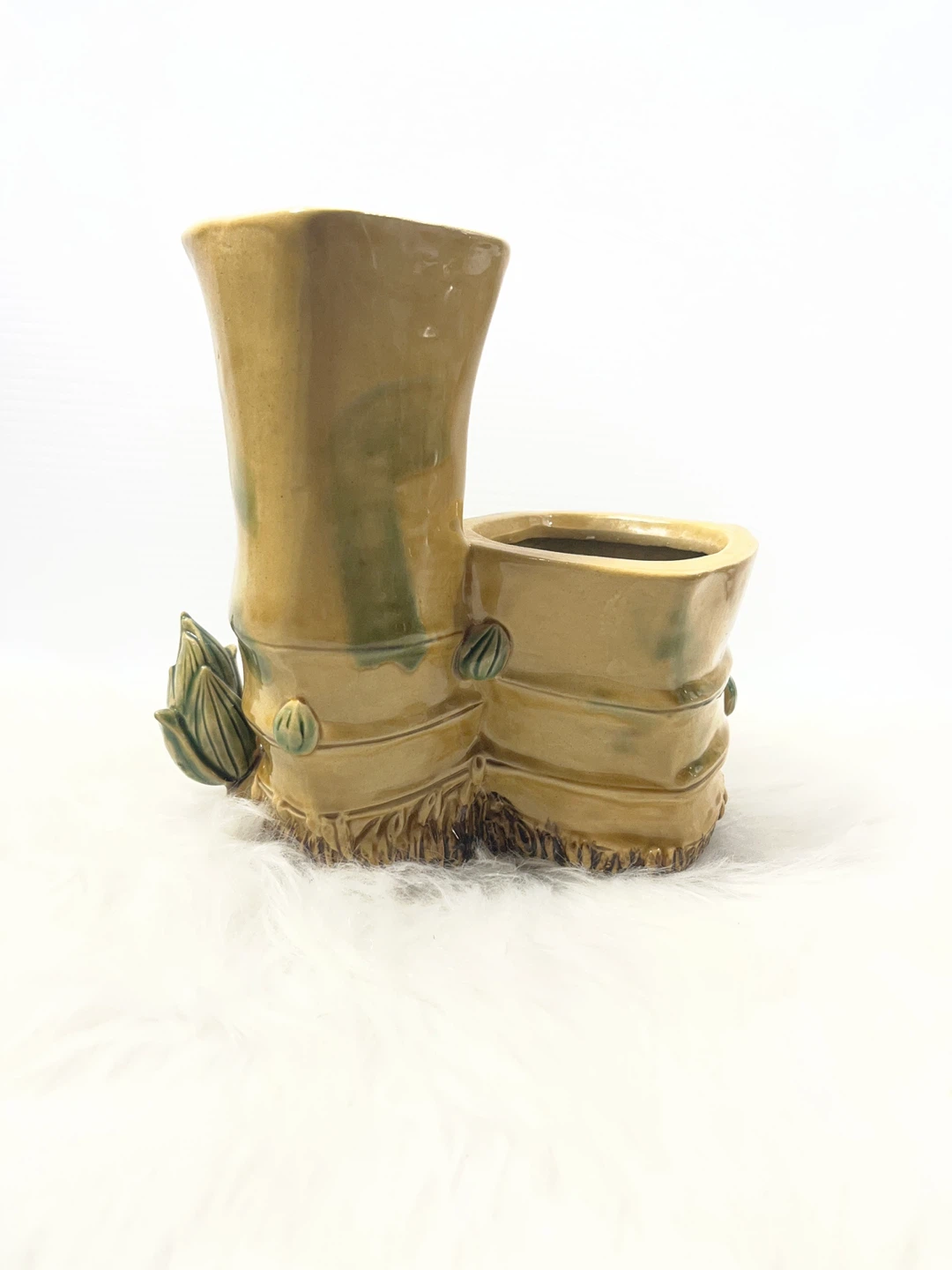 Unique Vintage Majolica-Style Bamboo Planter / Desk Caddy - photo 3