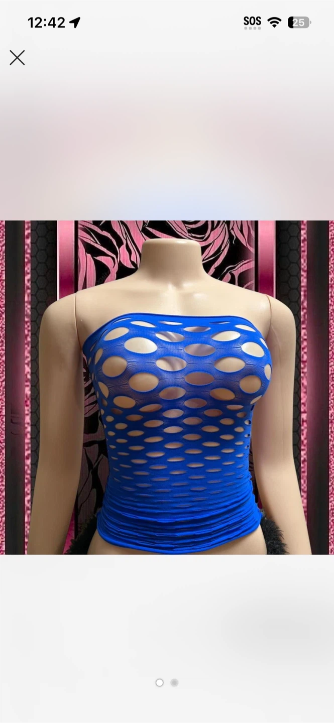 Blue Mesh Tube Top