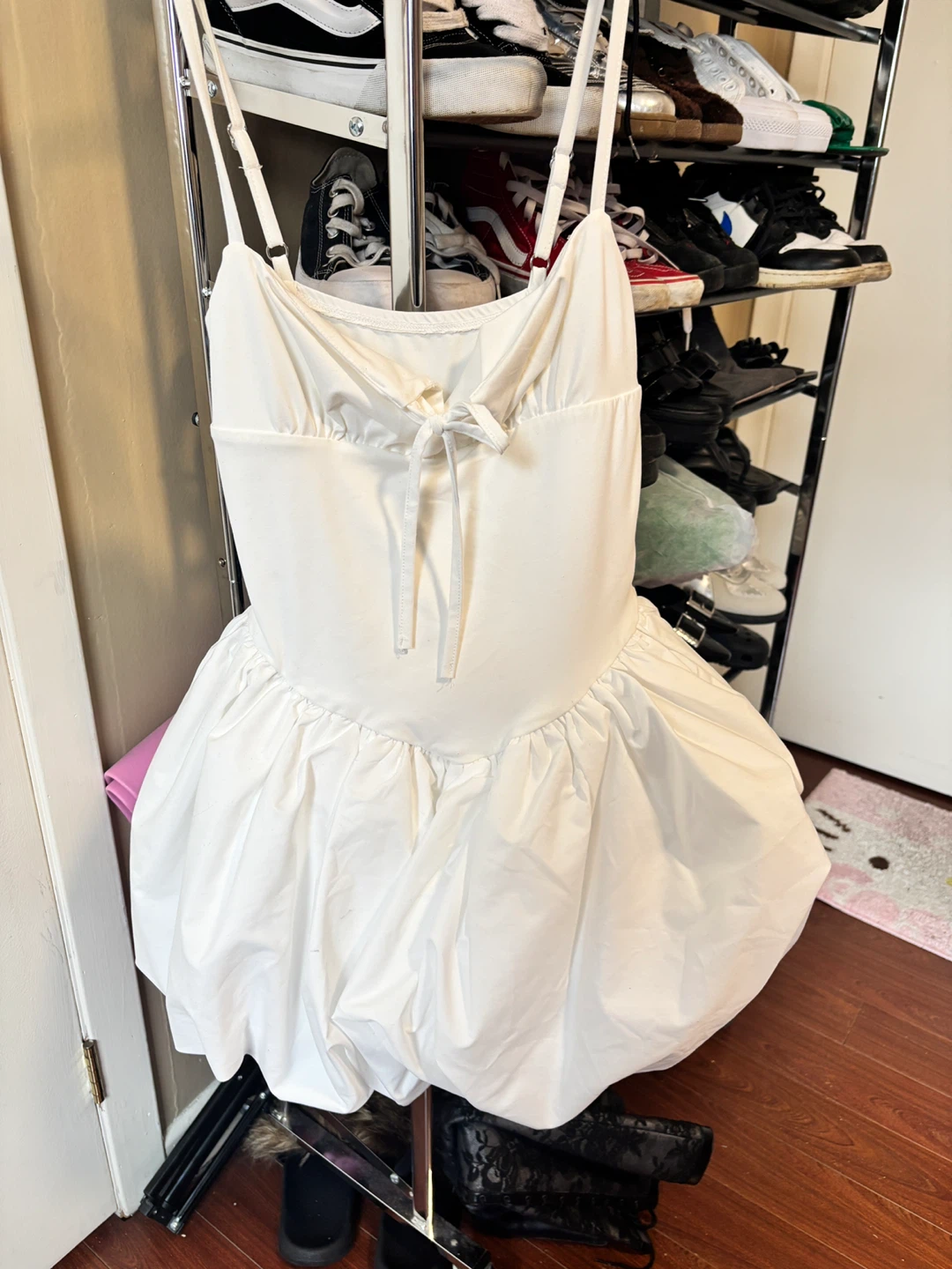 White Bubble Hem Mini Dress - photo 2
