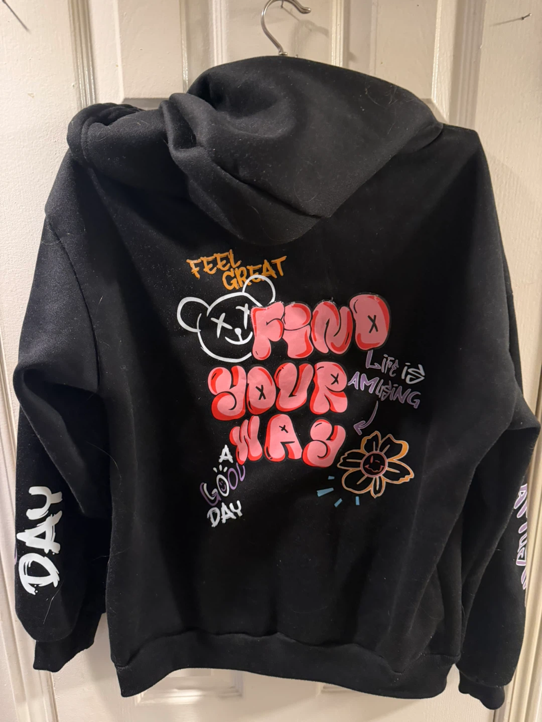 3 Black Hoodie with Graphic Print - photo 5