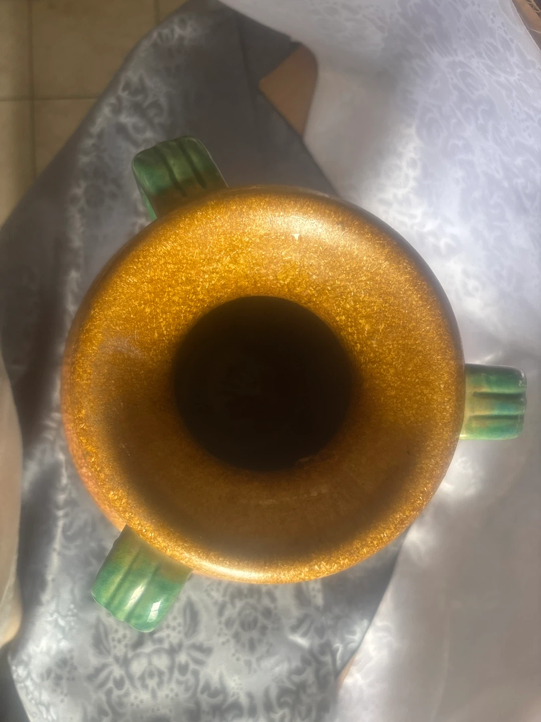 Orange and Green Ceramic Vase with Handles - photo 2