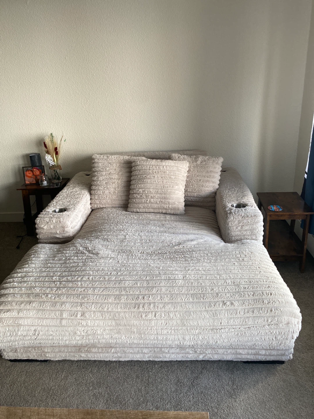 Alto 58" Ultra Plush Faux Fur Chaise Lounge - Taupe