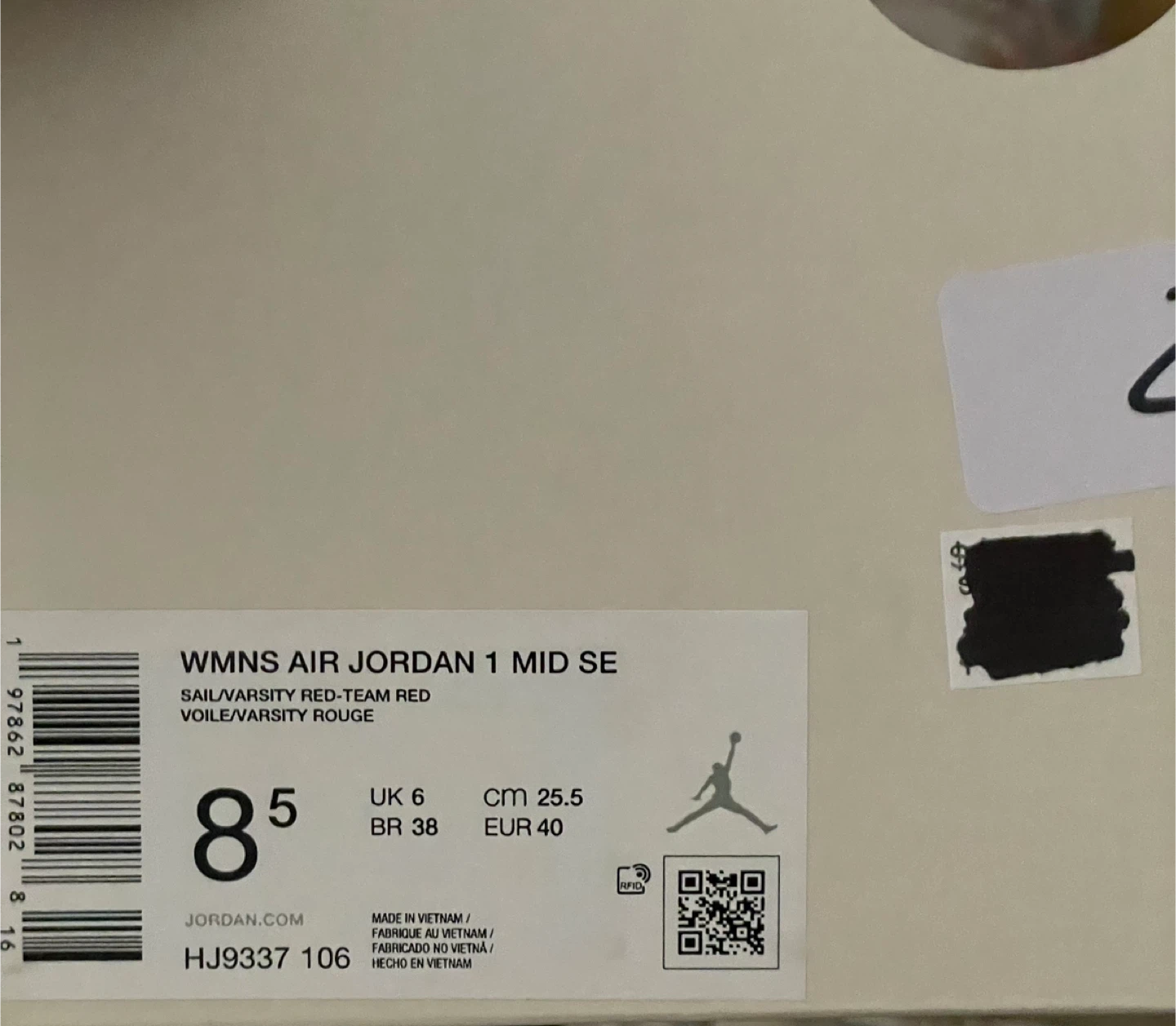 Jordan 1 Mid SE Sail/Varsity Red - US Women's 8.5 - photo 2