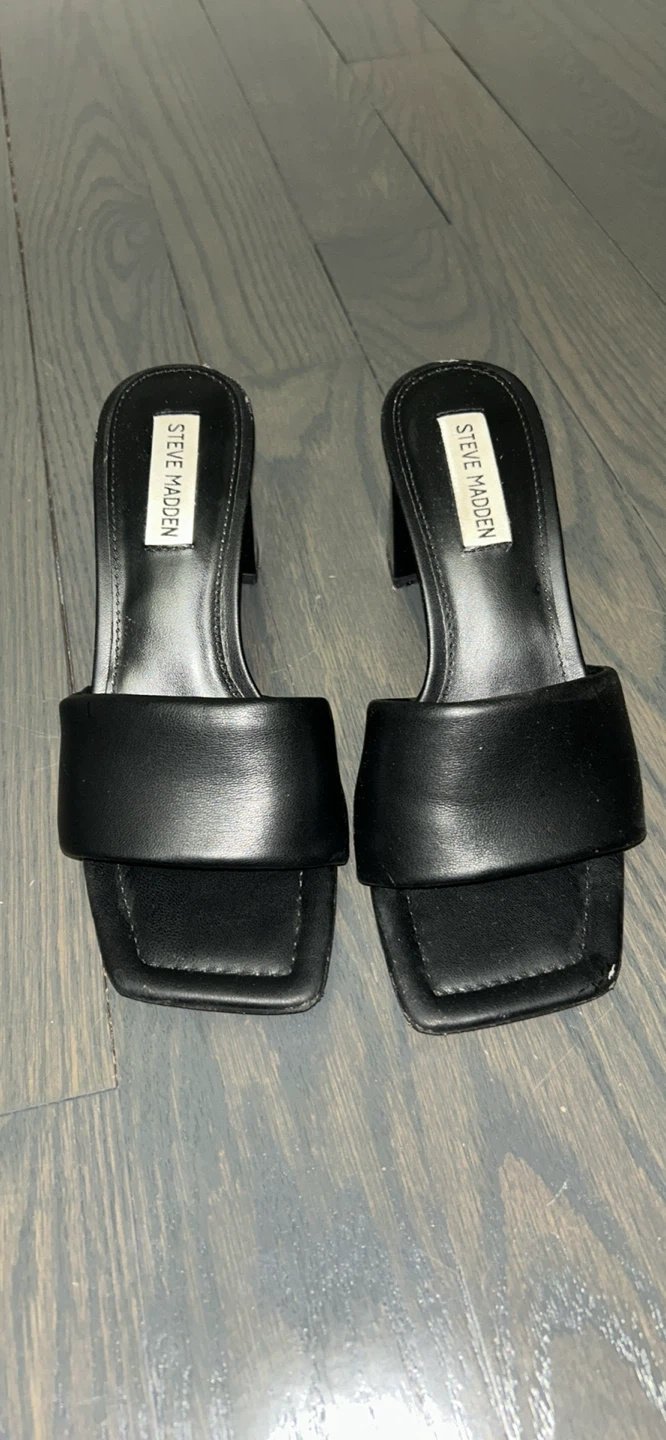 Steve Madden Black Heeled Mules