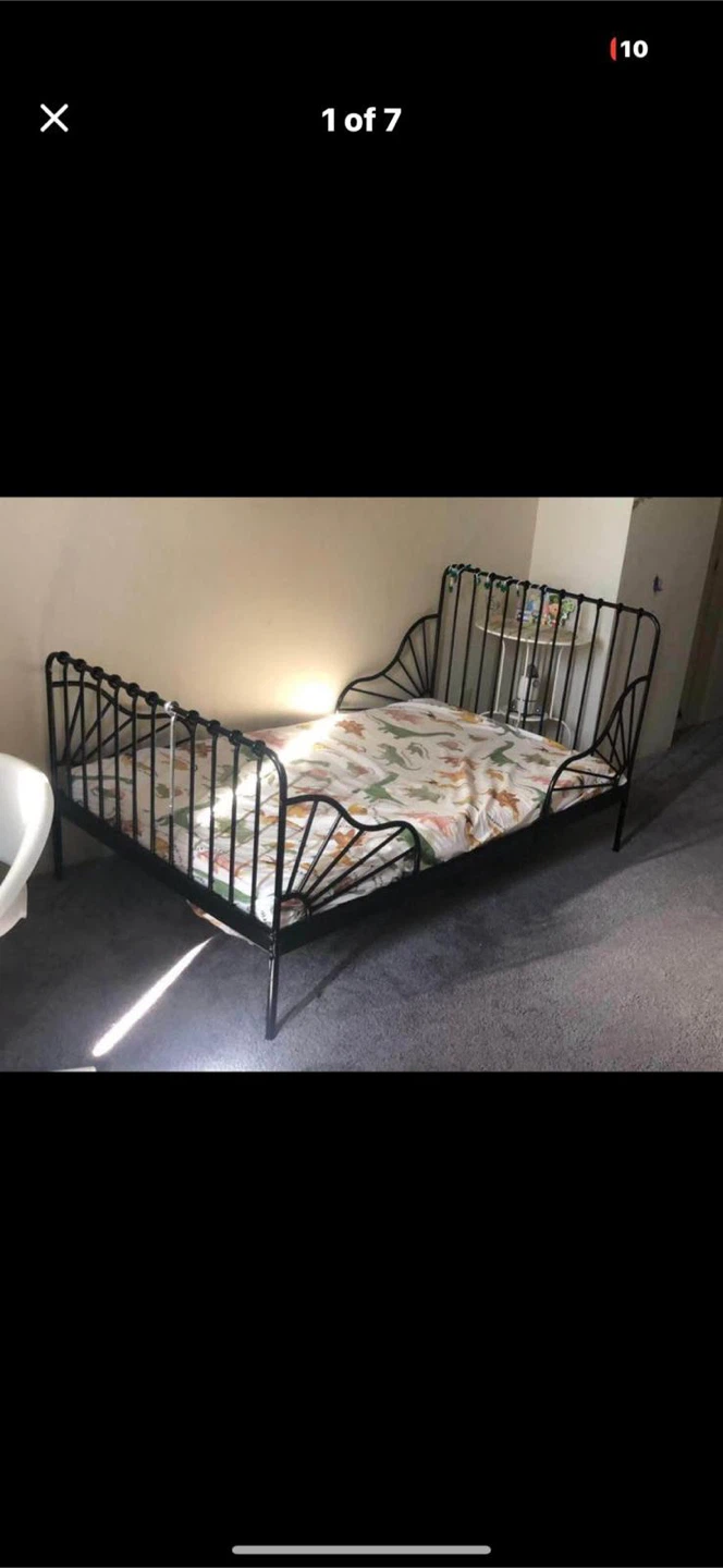 IKEA MINNEN Extendable Bed Frame with Slatted Base - White