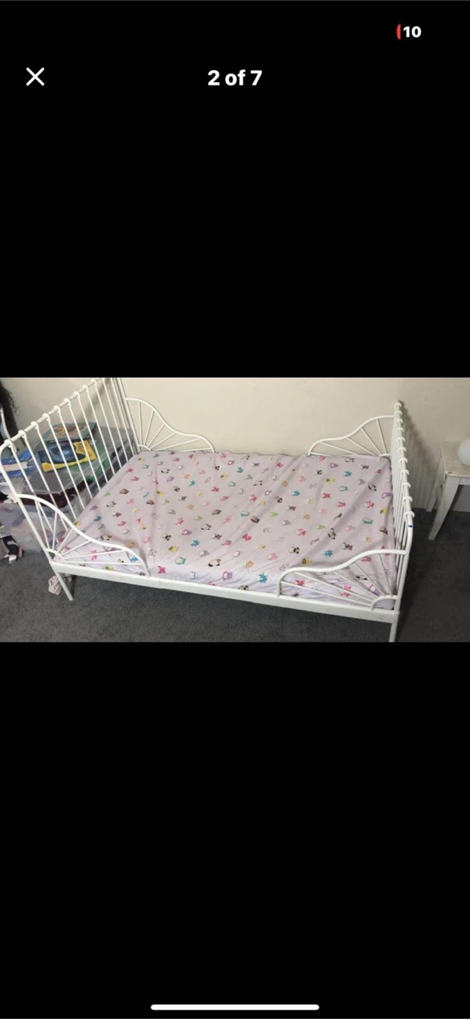 IKEA MINNEN Extendable Bed Frame with Slatted Base - White - photo 4