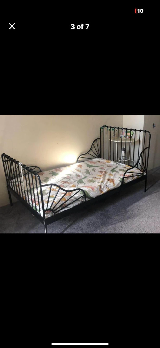 IKEA MINNEN Extendable Bed Frame with Slatted Base - White - photo 5