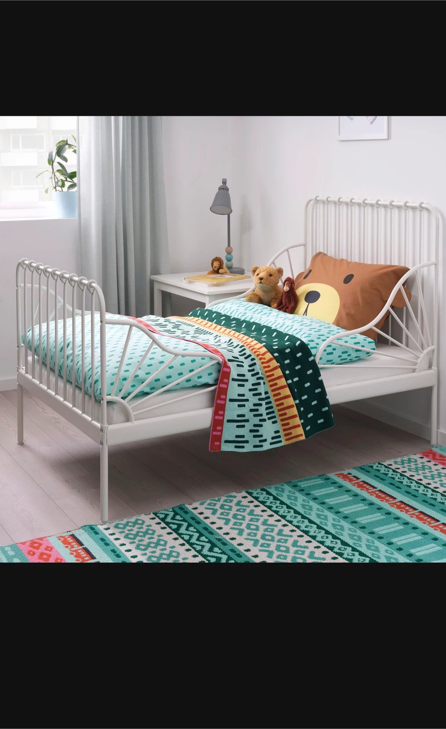 IKEA MINNEN Extendable Bed Frame with Slatted Base - White - photo 2