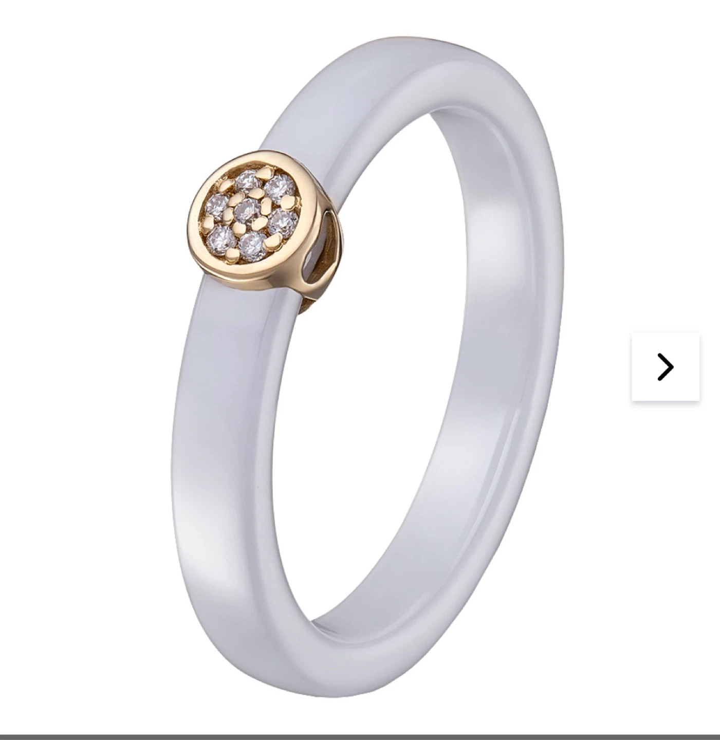 Ceramic ring with 14K gold and diamonds - Size 6