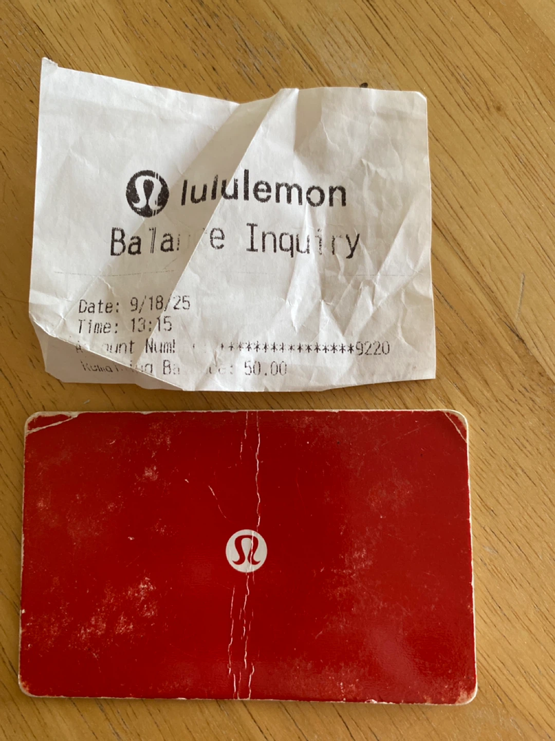 Lululemon $50 Gift Card