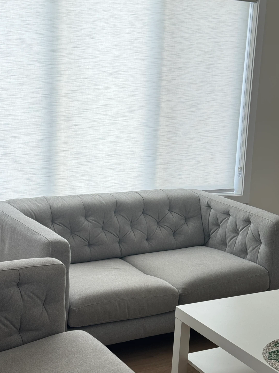 Tufted grey italsofa set with ottoman