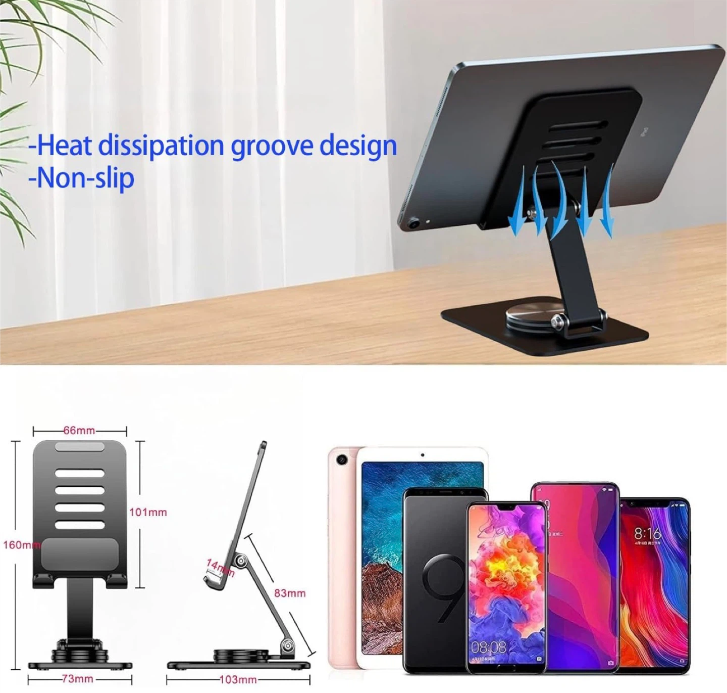 Adjustable Metal Folding Phone and Tablet Stand - photo 3