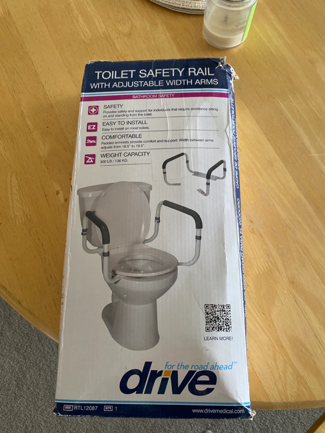 Drive Toilet Safety Rail with Adjustable Width Arms