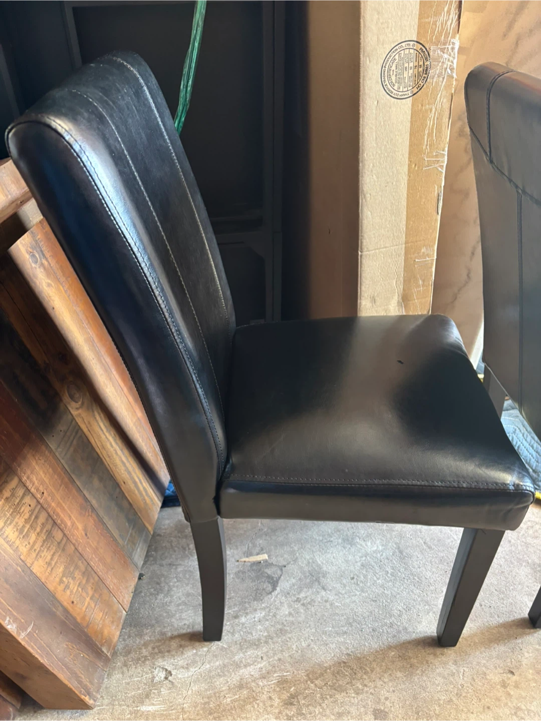 Set of 4 Black Faux Leather Dining Chairs - photo 3