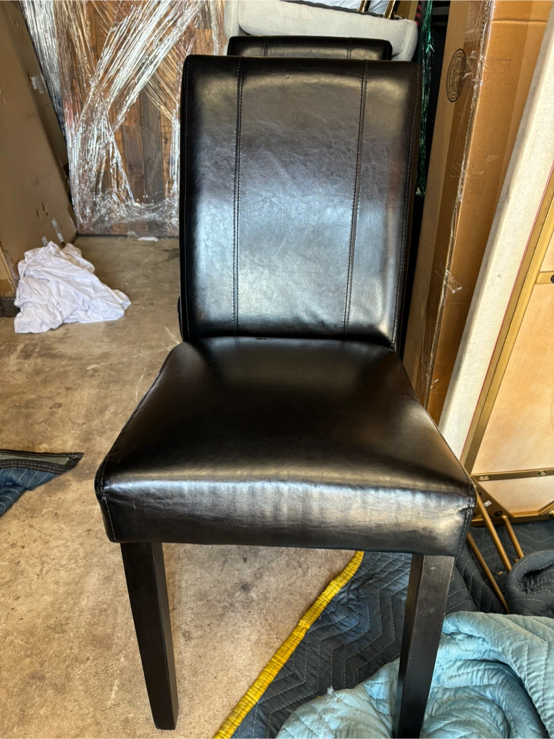 Set of 4 Black Faux Leather Dining Chairs - photo 2