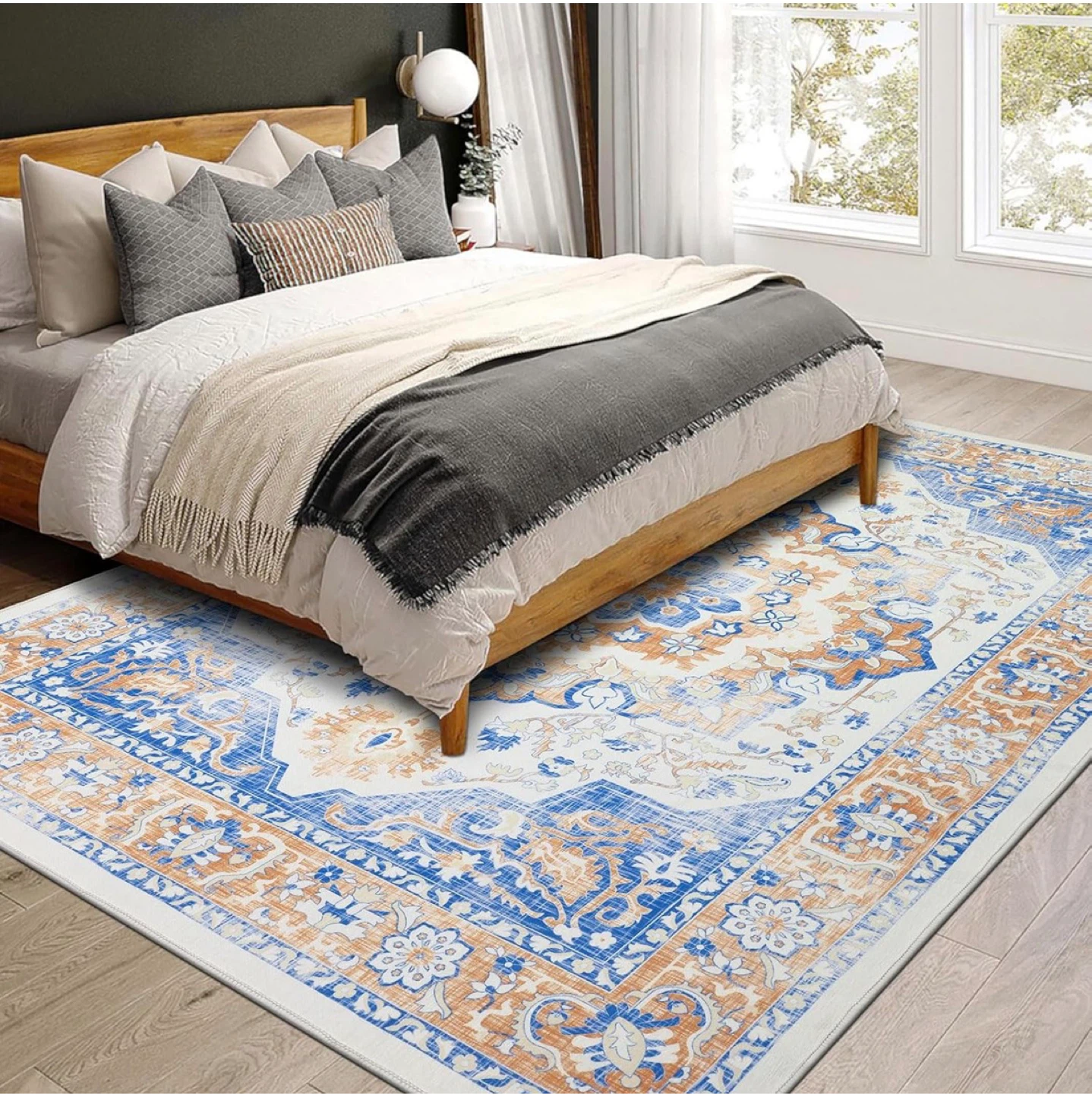 Area Rug - Blue & Orange Floral Pattern - photo 3