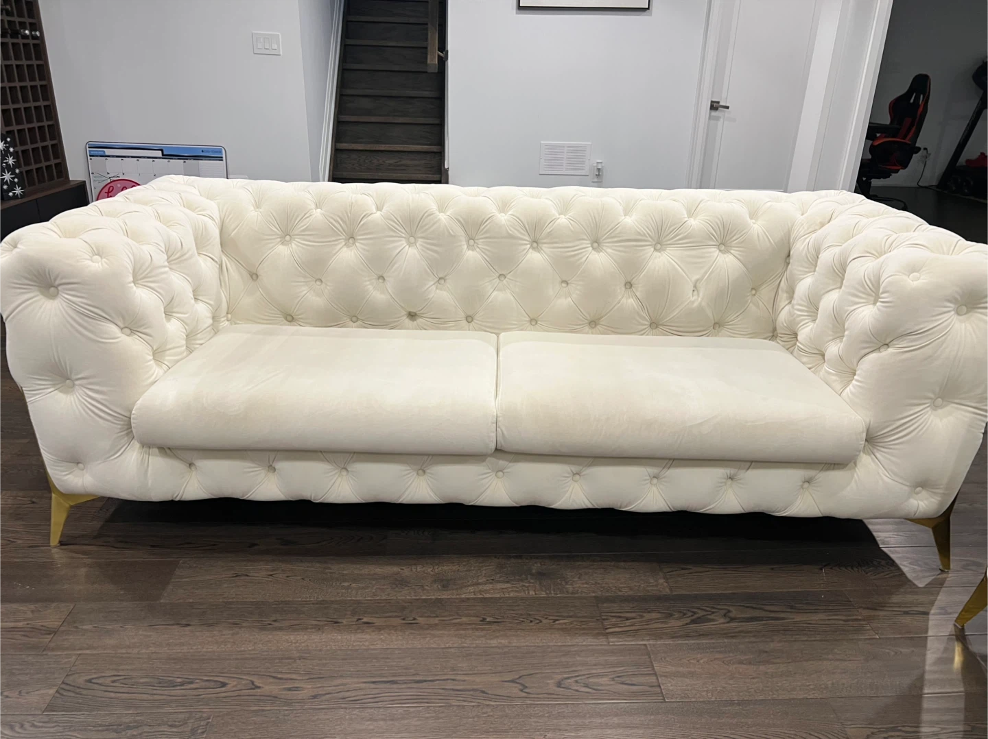 Tufted Cream Sofa set - photo 3