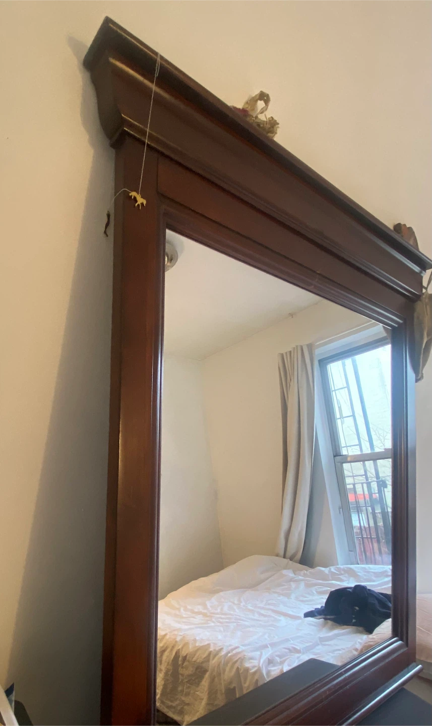 Vintage Dark Wood Framed Mirror - photo 2