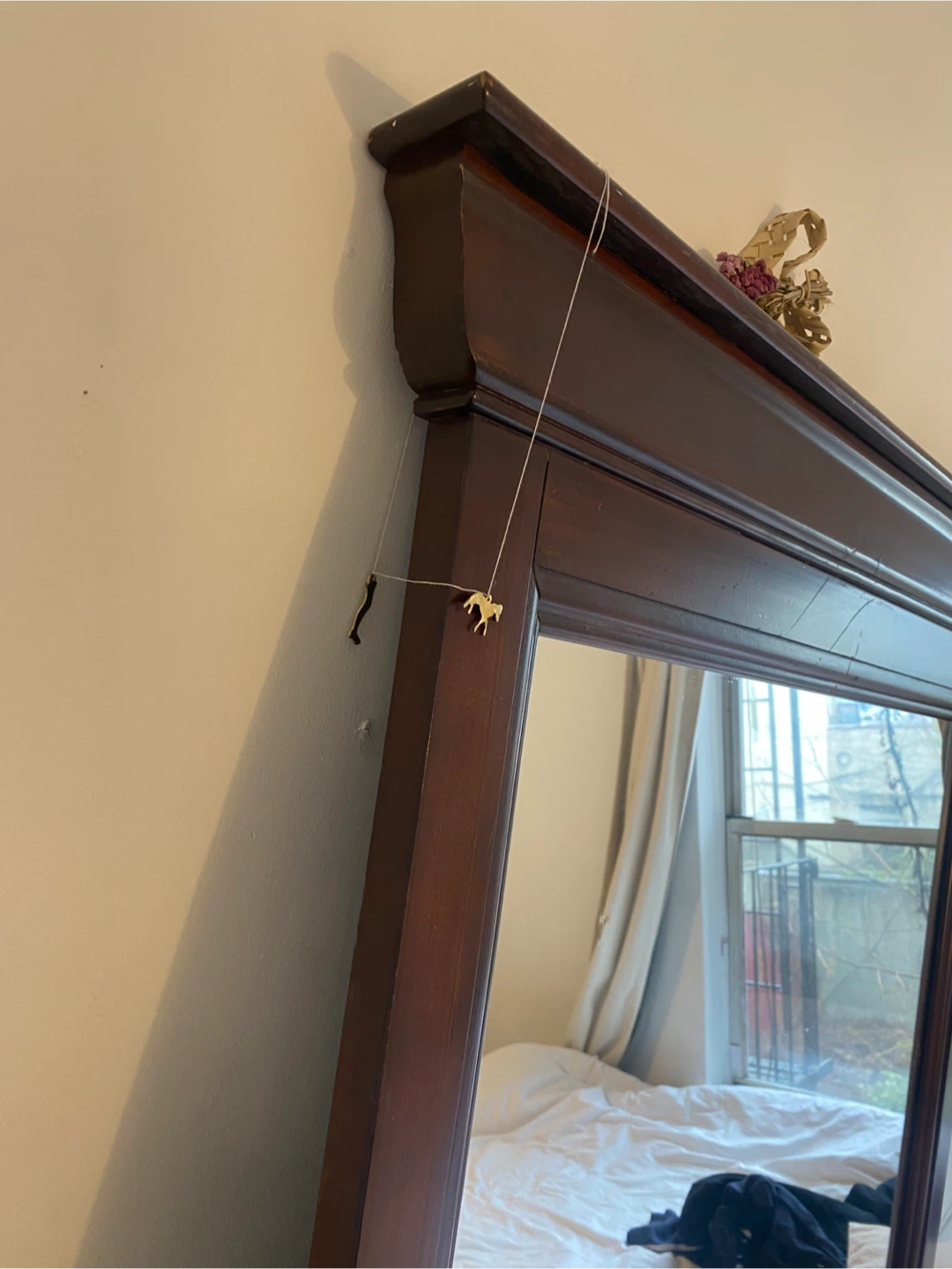 Vintage Dark Wood Framed Mirror - photo 3