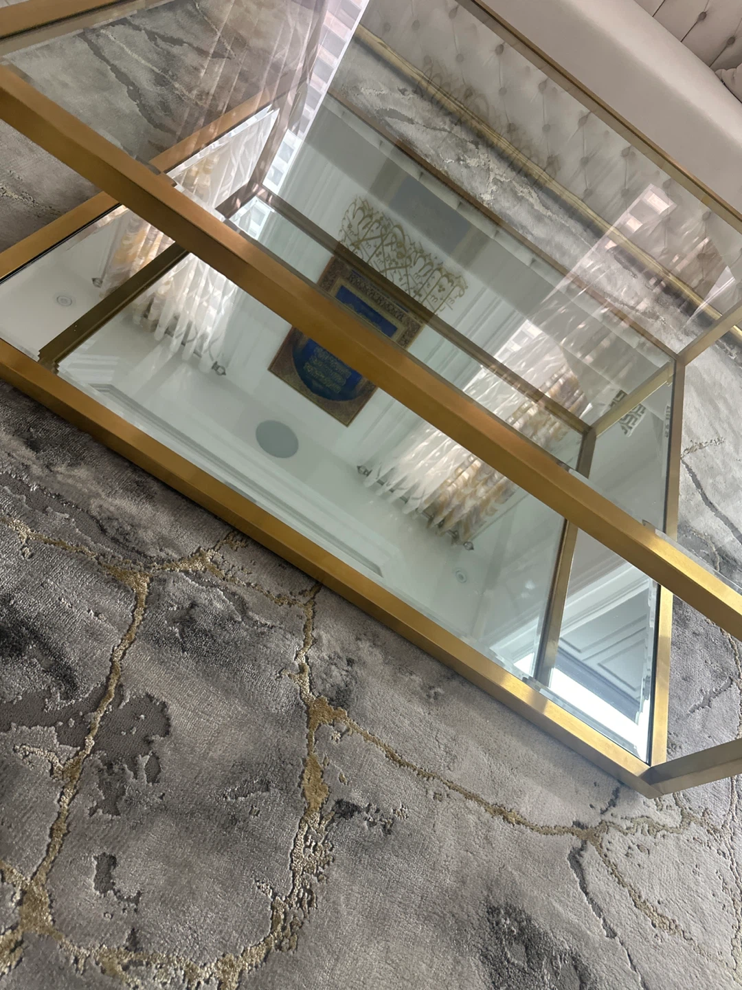 Gold Metal and Glass Coffee Table - photo 2