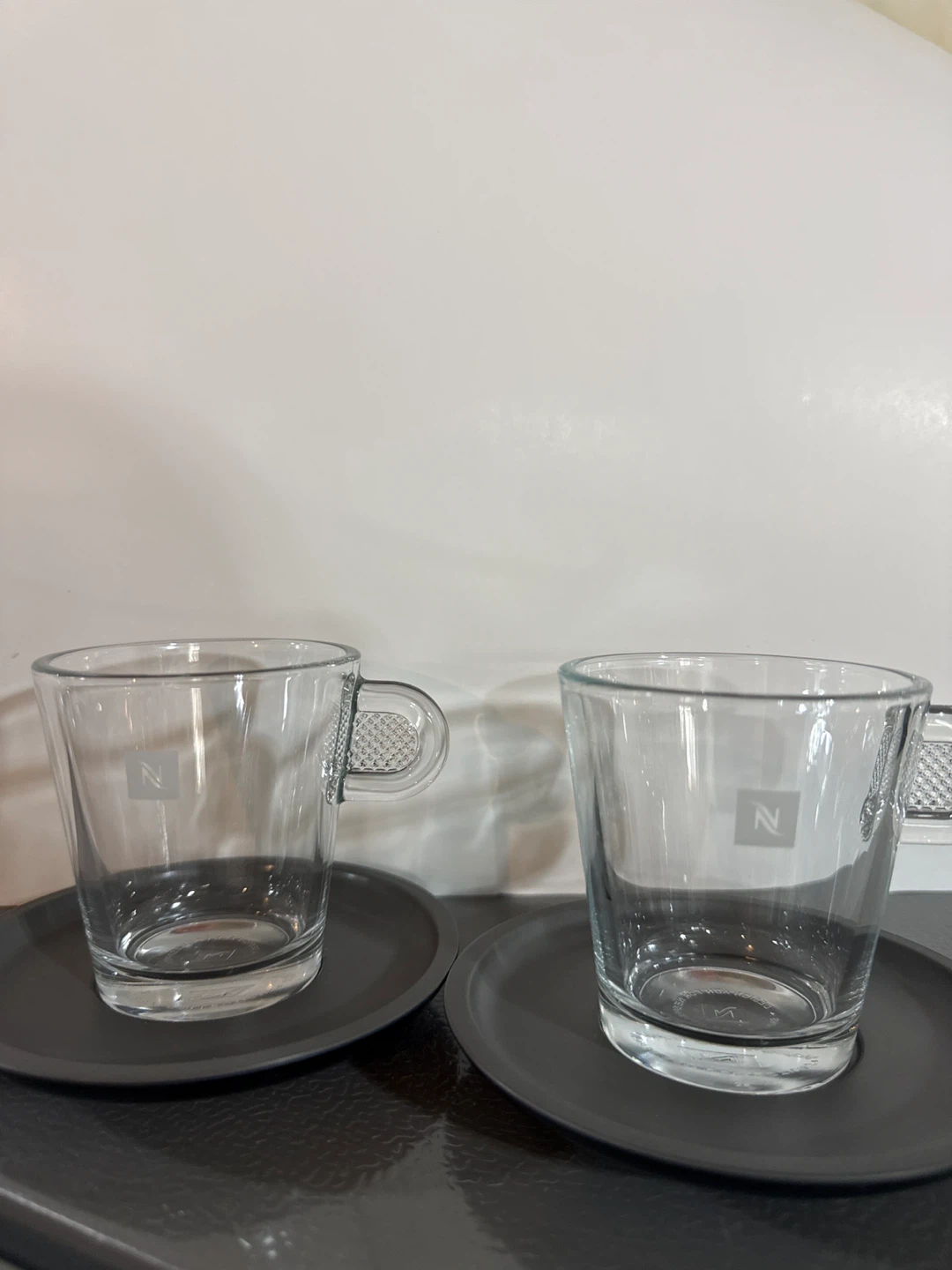 New Nespresso Glass Espresso Cups with Saucers (Set of 2)
