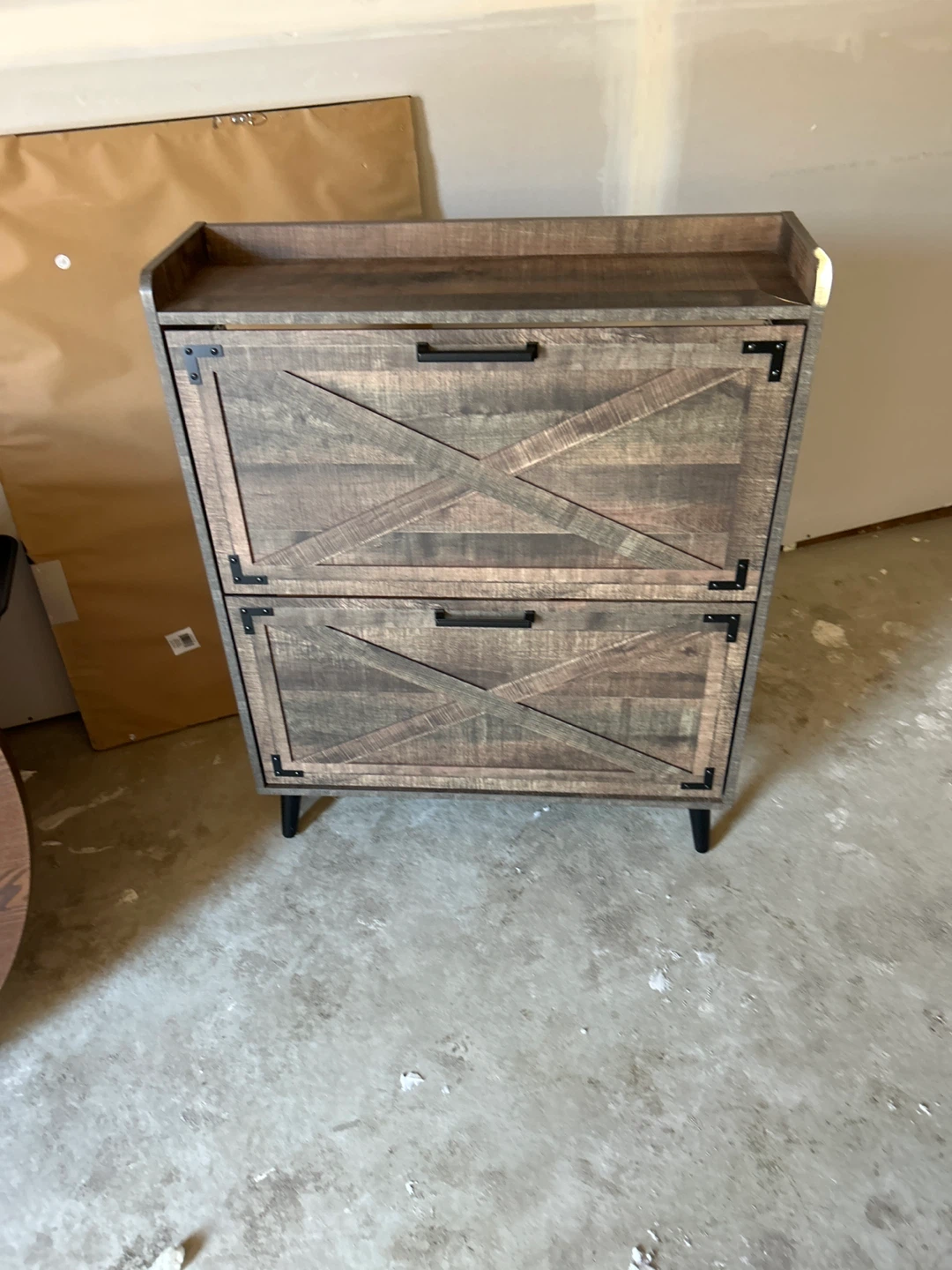 Rustic Wood Shoe Cabinet with 2 Flip Drawers - photo 4