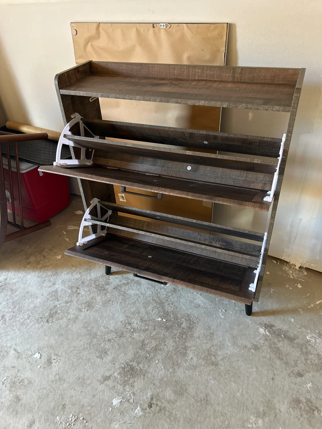 Rustic Wood Shoe Cabinet with 2 Flip Drawers - photo 2