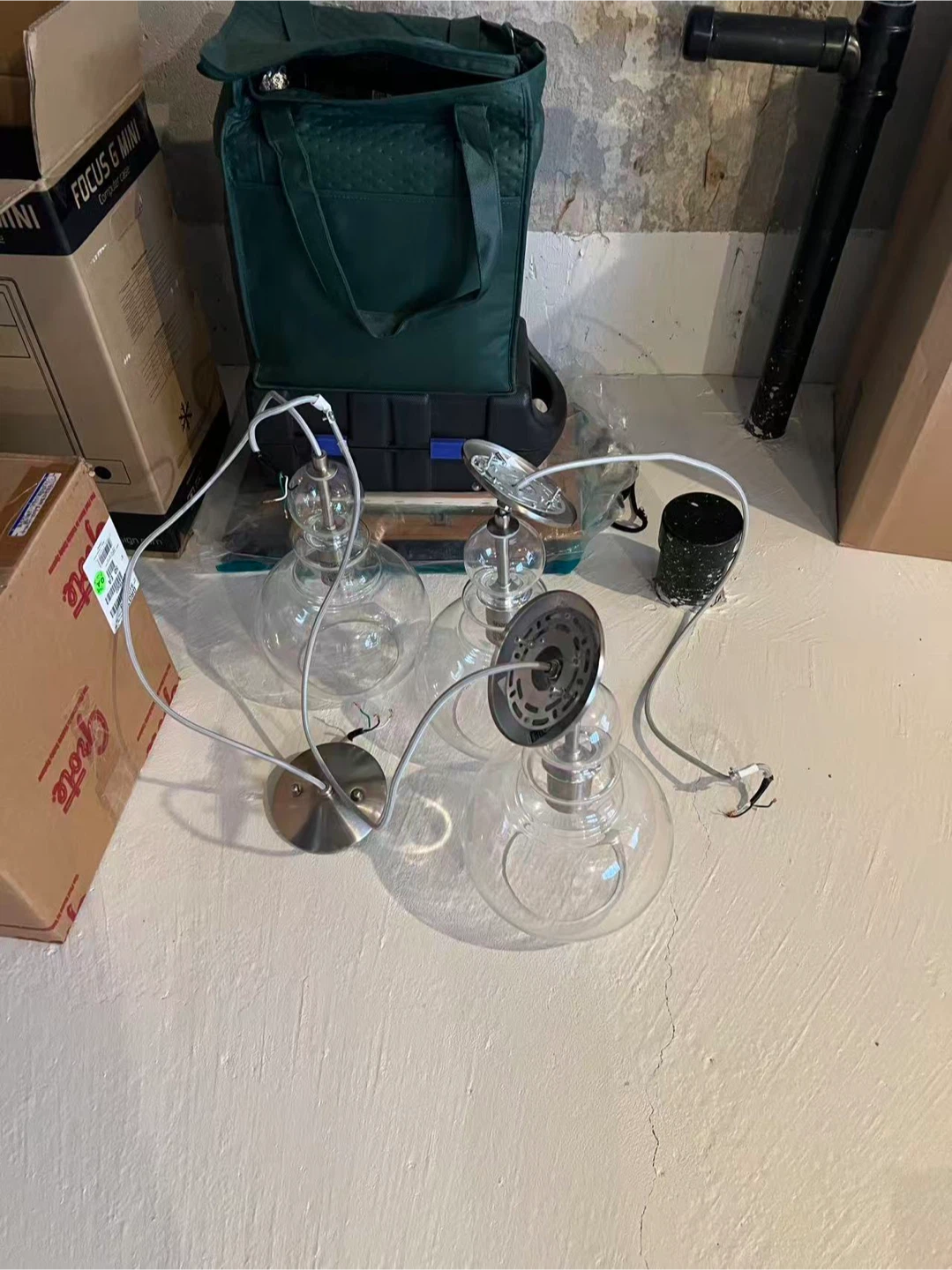 Brand New Clear Glass Pendant Lights - Set of 3