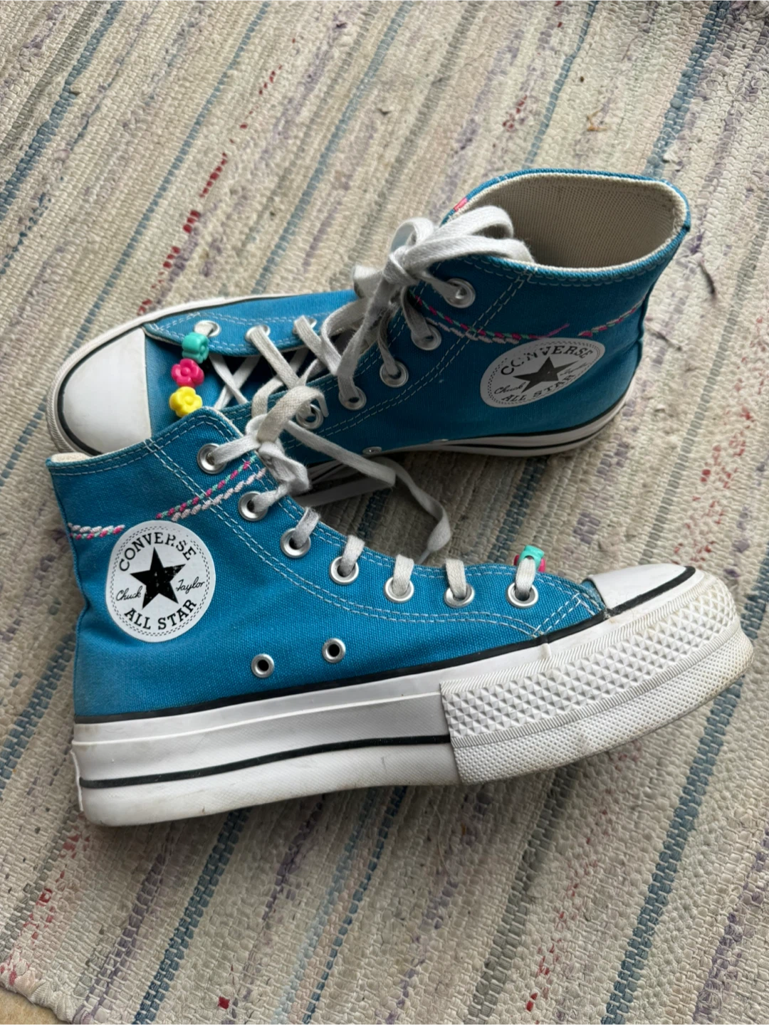 Converse All Star High Top Platform Sneakers - Teal - Size 4.5 - photo 3
