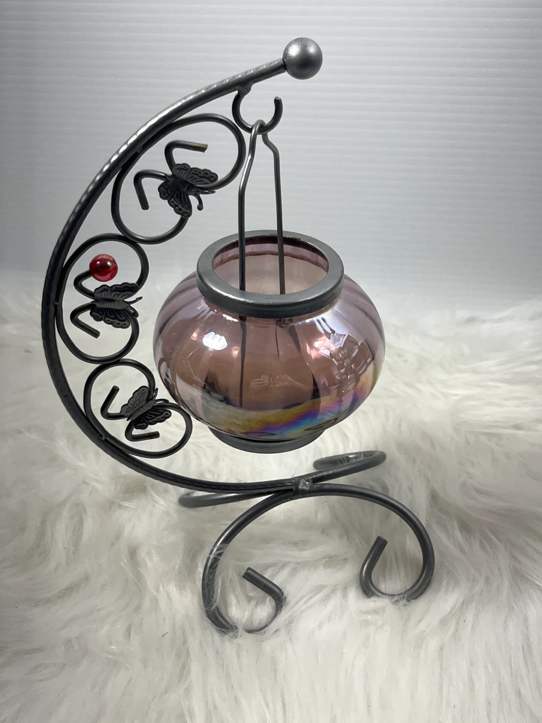 Vintage Wrought Iron Butterfly Hanging Candle Holder - photo 3