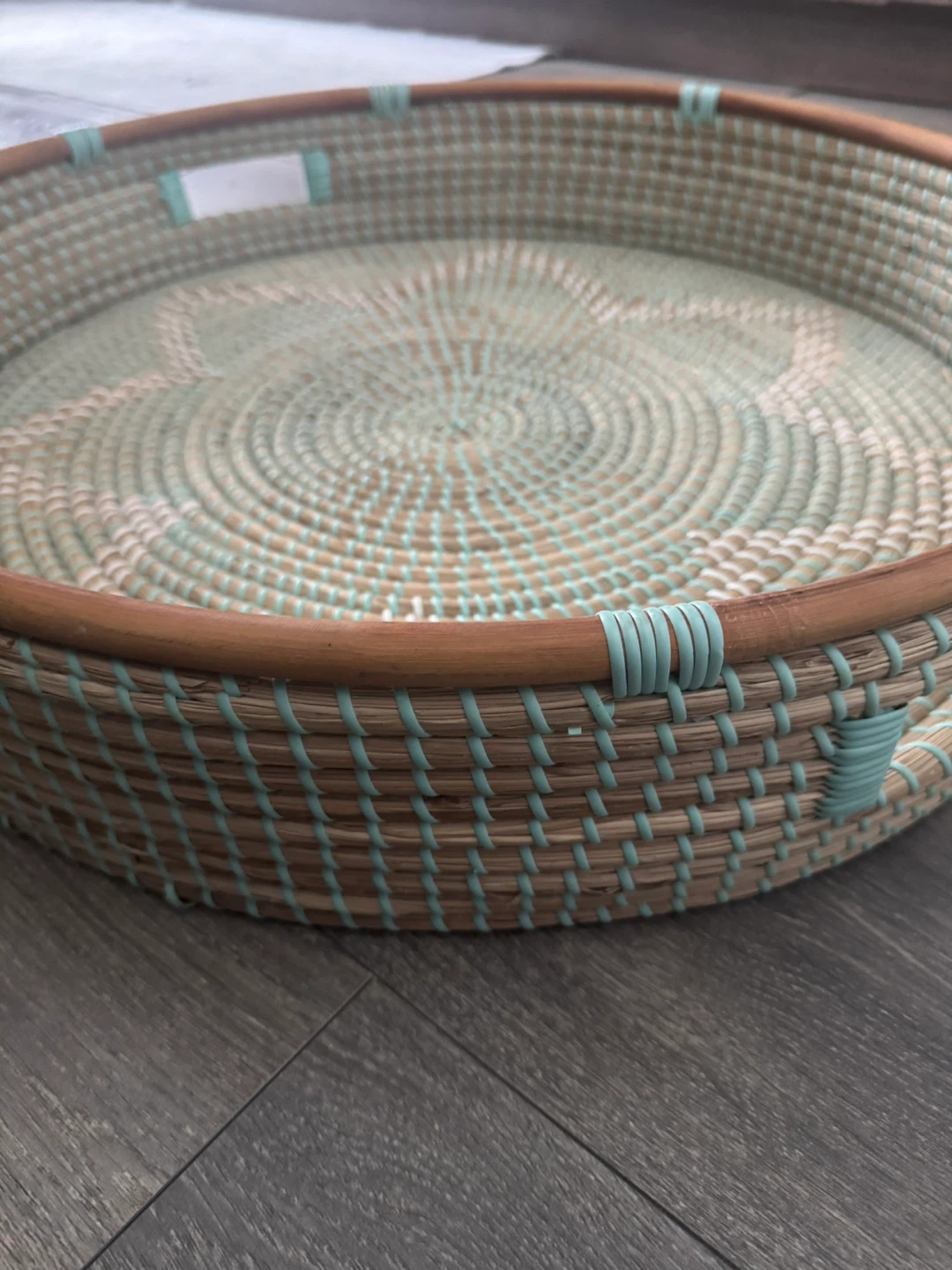 Woven Round Tray with Wood Rim - photo 3