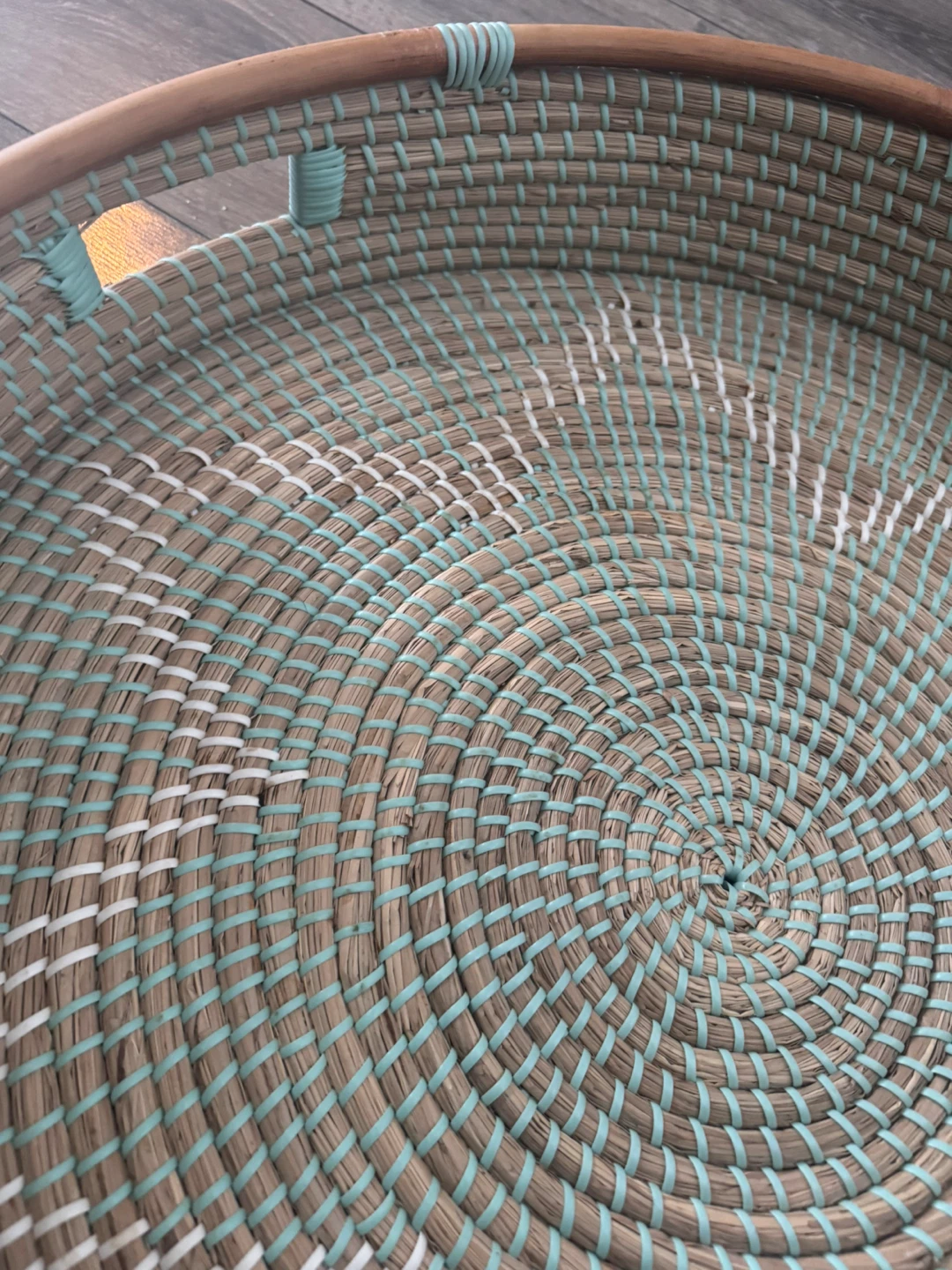 Woven Round Tray with Wood Rim - photo 2