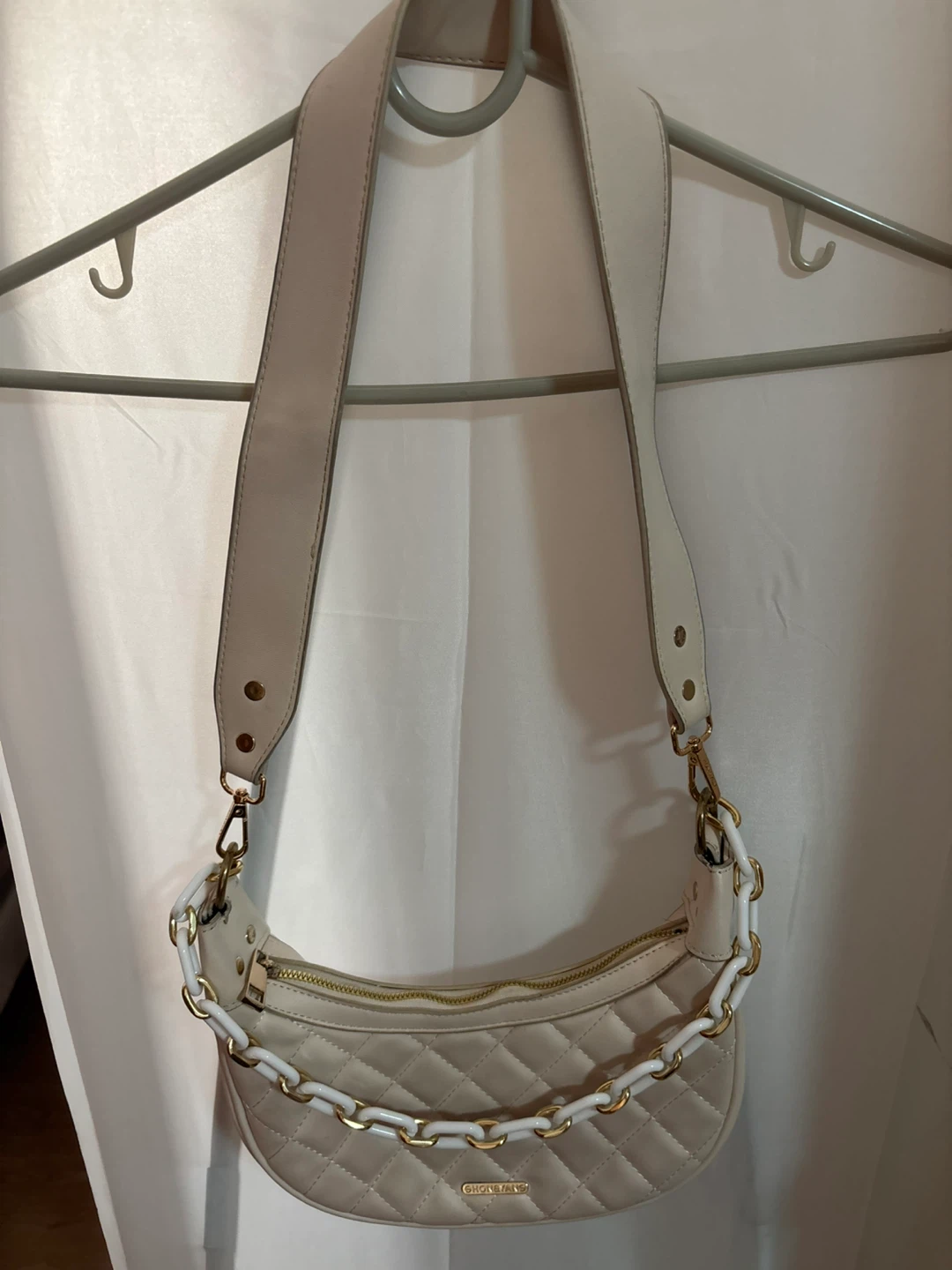 Quilted Crescent Shoulder Bag with Chain Strap - photo 2