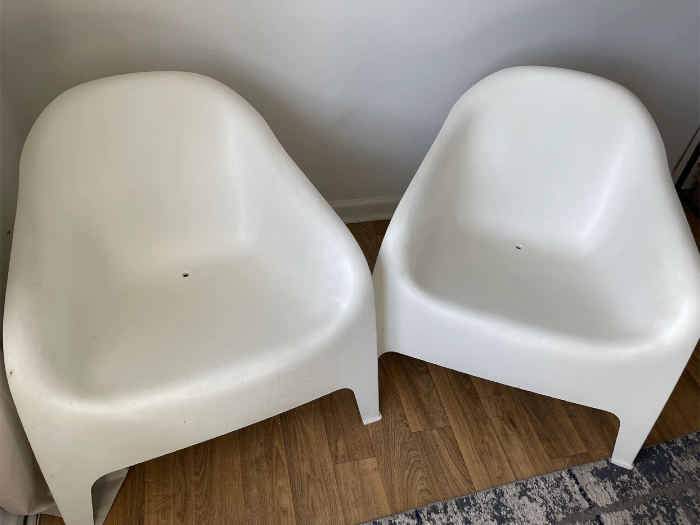 White Plastic Lounge Chairs (Set of 2)
