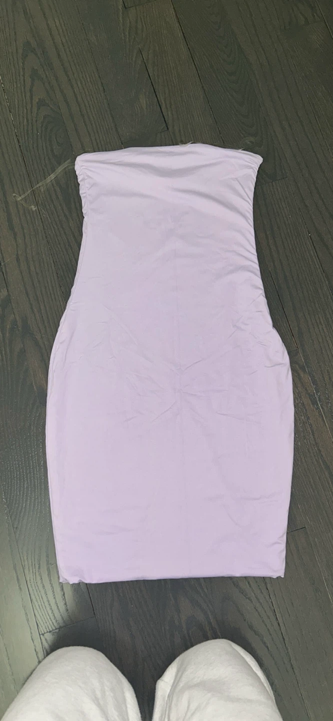 Meshki Lavender Strapless Ruched Mini Dress