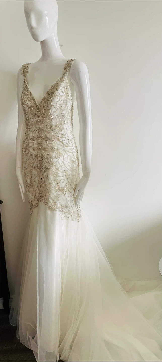 White Beaded Mermaid Wedding Dress
