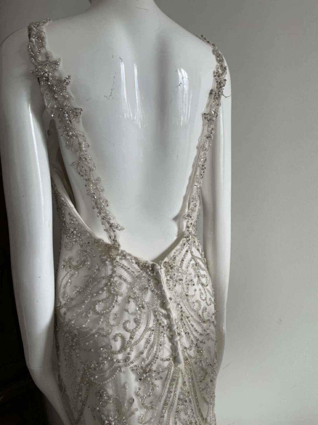 White Beaded Mermaid Wedding Dress - photo 2